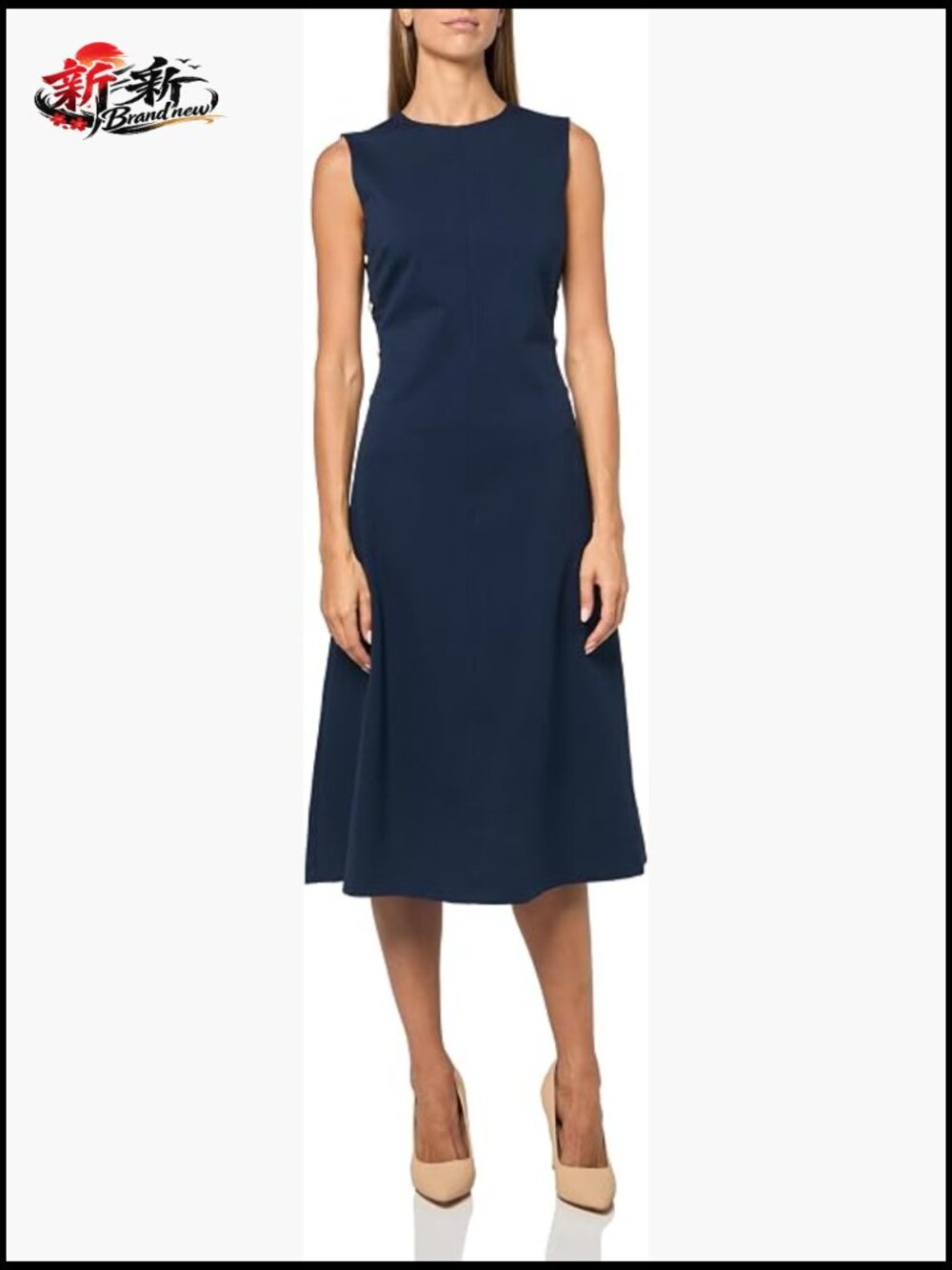 Sleeveless A-Line Midi Dress - Lightweight Stretch Casual Work Dress